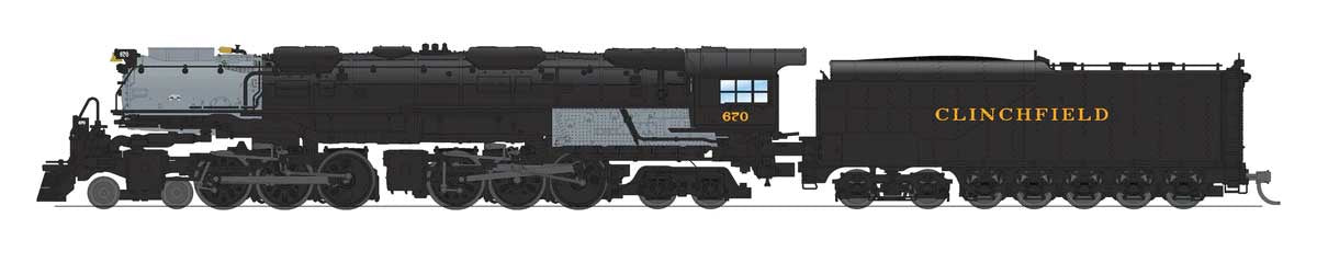 Broadway Limited N 4-6-6-4 Challenger Late Version - Sound, DCC and Smoke - Paragon4(TM) -- Clinchfield #674 (Coal Tender; black, graphite)