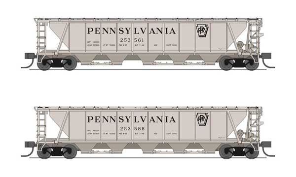 Broadway Limited BLI7253 N H32 Covered Hopper, PRR (2-pack B) - BLI7253