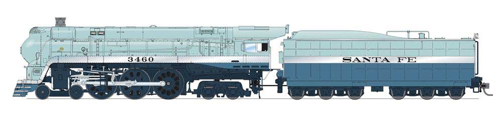 Broadway Limited HO, Loco, ATSF, Early 1950, Prgn4 Blue Goose #3460 - BLI7354