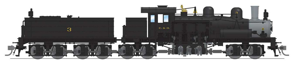 Broadway Limited HO Class D 4-Truck Shay - Sound and DCC - Paragon4(TM) -- Chesapeake & Ohio #3 (In-Service, black, graphite)