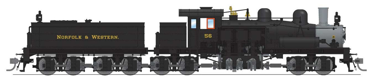 Broadway Limited HO Class D 4-Truck Shay - Sound and DCC - Paragon4(TM) -- Norfolk & Western #156 (black, graphite)