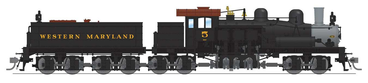 Broadway Limited HO Class D 4-Truck Shay - Sound and DCC - Paragon4(TM) -- Western Maryland #5 (black, graphite, Tuscan)