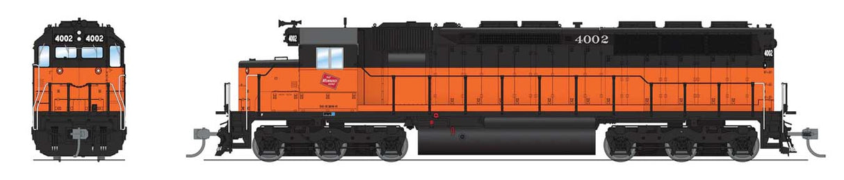 Broadway Limited HO EMD SD45 Low-Nose - Sound & DCC - Paragon4(TM) -- Milwaukee Road #4002 (As-delivered, orange, black)