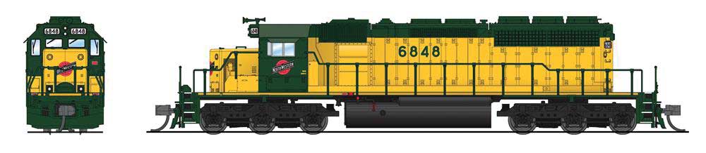 Broadway Limited N Scale EMD SD40-2 Low-Nose - Sound and DCC - Paragon4(TM) -- Chicago & North Western #6867 (traditional yellow, green)