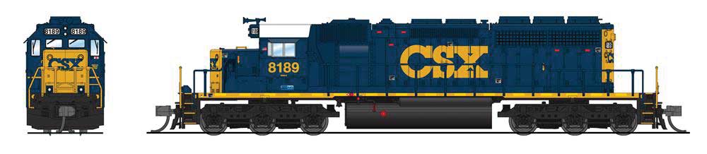 Broadway Limited N-Scale EMD SD40-2 Low-Nose - Sound and DCC - Paragon4(TM) -- CSX #8189 (YN3, blue, yellow, white)