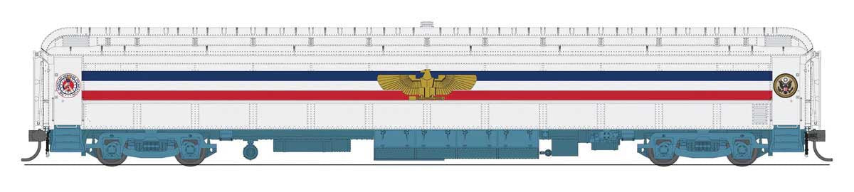 Broadway Limited HO 80' PRR P70 Coach - Ready to Run -- American Freedom Train (1947 Scheme, white, red, blue, gold Eagle)