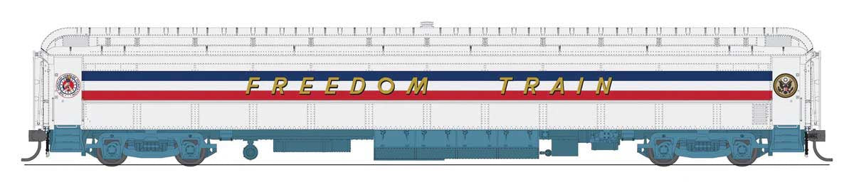 Broadway Limited HO 80' PRR P70 Coach - Ready to Run -- American Freedom Train (1947 Scheme, white, red, blue, gold Freedom Train)