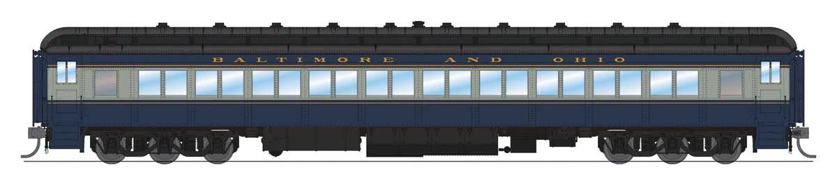 Broadway Limited HO 80' PRR P70 Coach - Ready to Run -- Baltimore & Ohio (blue, gray, black)