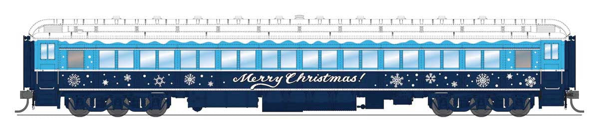 Broadway Limited HO 80' PRR P70 Coach - Ready to Run -- Christmas (blue, white)