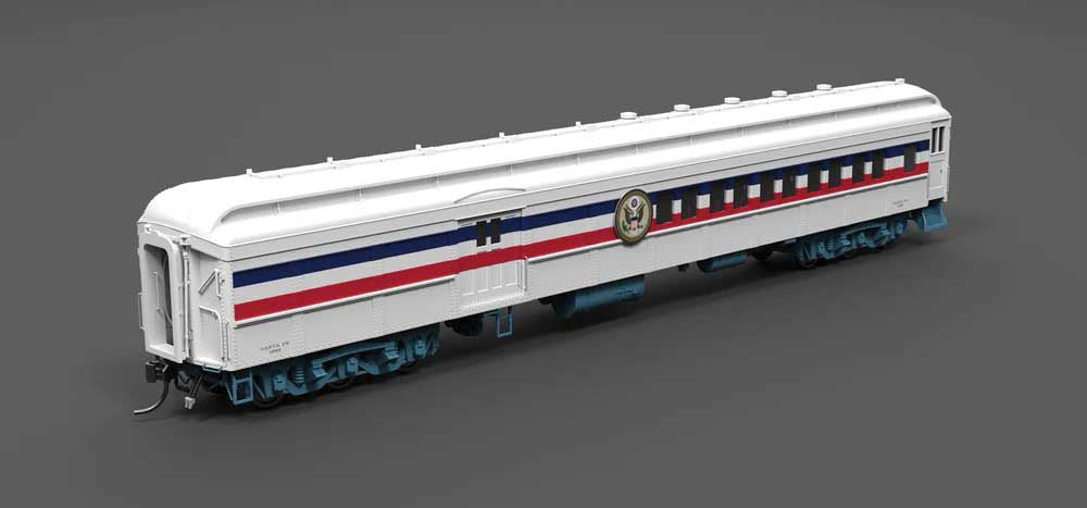 Broadway Limited HO Heavyweight Coach-Baggage-Combine - Ready to Run -- American Freedom Train #1896 (1947 Scheme, white, red, blue, gold Eagle)