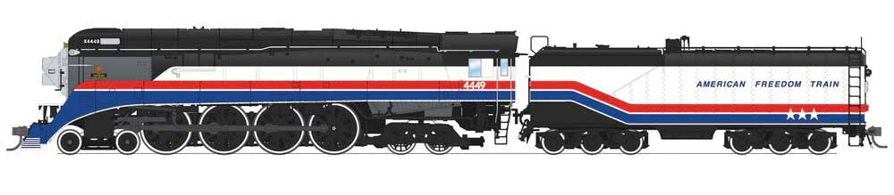 Broadway Limited HO Class GS-4 4-8-4 - Sound and DCC - Paragon4(TM) -- American Freedom Train #4449 (black, graphite, red, white, blue)