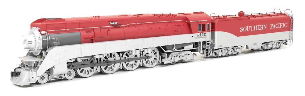 Broadway Limited HO Class GS-4 4-8-4 - Sound and DCC - Paragon4(TM) -- Southern Pacific #4452 (Fantasy Golden State Scheme, red, silver)