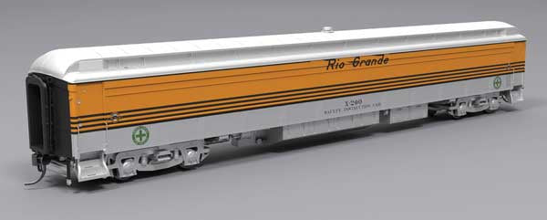 Broadway Limited HO Heavyweight Railroad Instruction - Exhibit Car - Ready to Run -- Denver & Rio Grande Western #X-200 (4-Stripe; Aspen Gold, silver, black)