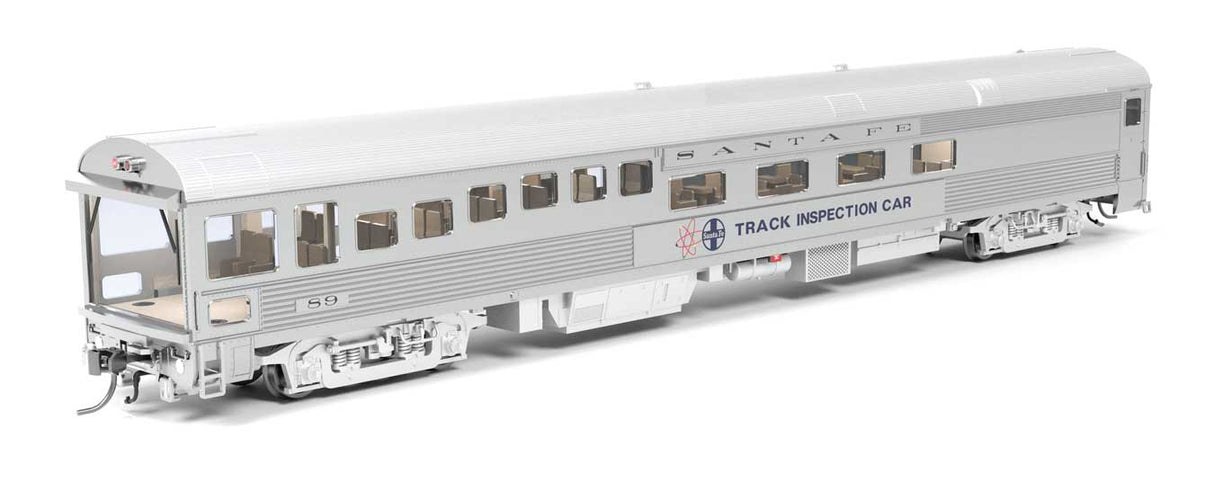 Broadway Limited HO Track Inspection Theater Car - Ready to Run -- Santa Fe #89 (1975-1982, stainless)