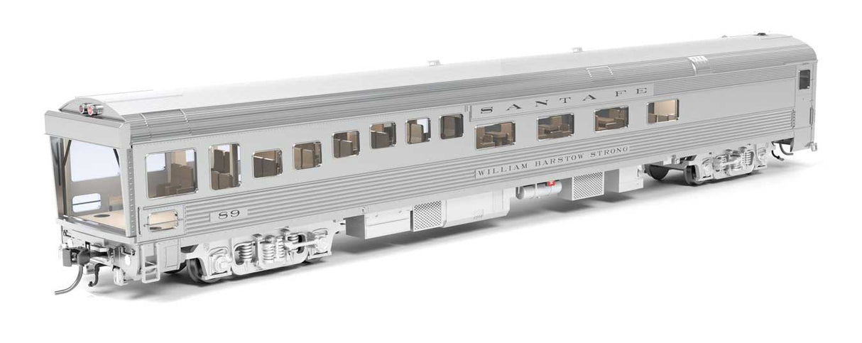 Broadway Limited HO Track Inspection Theater Car - Ready to Run -- Santa Fe #89 William Barstow Strong (1990-1995, stainless)