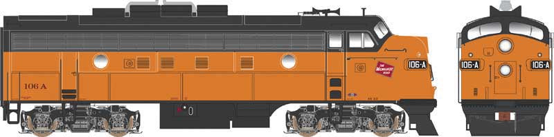Bowser 24606 HO EMD F7A w/LokSound & DCC - Executive Line -- Milwaukee Road #84A (orange, black, TMR Logo)