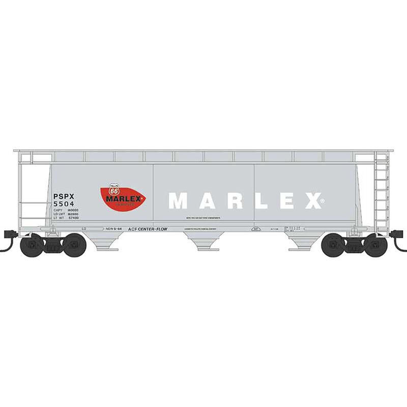 Bowser N 3-Bay Cylindrical Covered Hopper - Ready to Run - Executive Line -- Phillips Chemical Company 5503 (Blt. 5-64, gray, white, red, Marlex Logo)