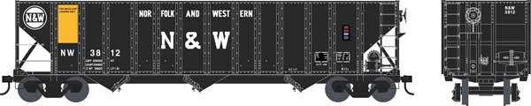 Bowser HO 100-Ton Hopper, N&W/Wood Chip Loading #3908 - BOW42386