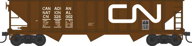 70-Ton 12-Panel 3-Bay Hopper - Ready to Run -- Canadian National 326101 (Built 1964, Boxcar Red, Large Noodle Logo)