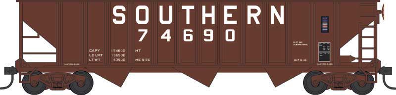 70-Ton 12-Panel 3-Bay Hopper - Ready to Run -- Southern Railway 74690 (Built 1966, Boxcar Red, Billboard Lettering)