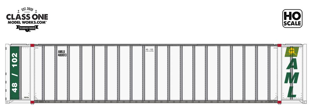 Class One Model Works HYUNDAI 48' EXTERIOR POST CONTAINER - ALASKA MARINE LINES - AMLU 480119 / 480098 - CT00211