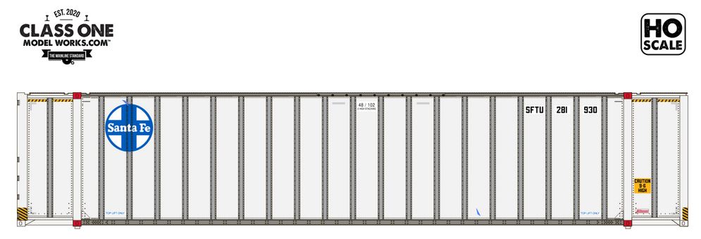 Class One Model Works MONON 48' EXTERIOR POST CONTAINER - SANTA FE - SFTU 280342 - CT00300