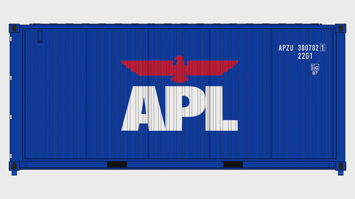 Class One Model Works HO 3-Pack CIMC 20' Corrugated Containers - American President Lines