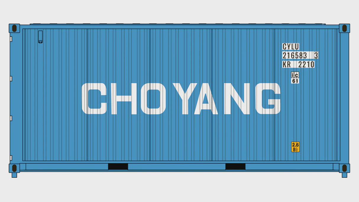 Class One Model Works HO 3-Pack CIMC 20' Corrugated Containers - Cho Yang Line