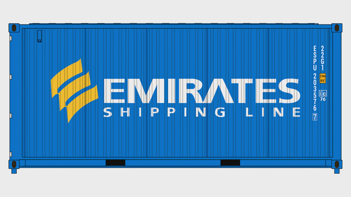 Class One Model Works HO 3-Pack CIMC 20' Corrugated Containers - Emirates Shipping Line