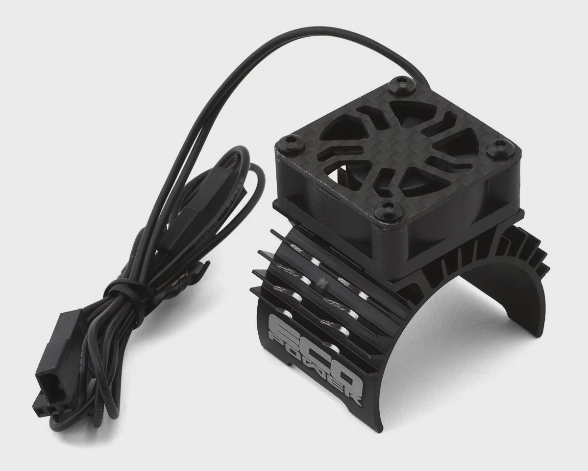 EcoPower 540-550 Motor Aluminum Heat Sink (Black) w/25mm Cooling Fan