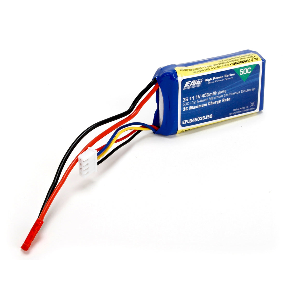 E-Flite 450mAh 3S 11.1V 50C LiPo, 18AWG JST - EFLB4503SJ50