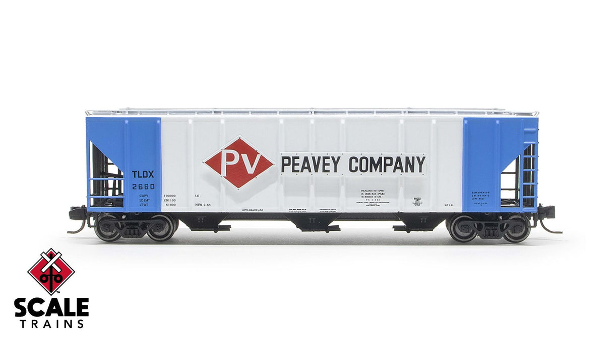 ExactRail N Scale Pullman-Standard 4427 Covered Hopper, TLDX/Peavey/1964 As Delivered / 2671 /