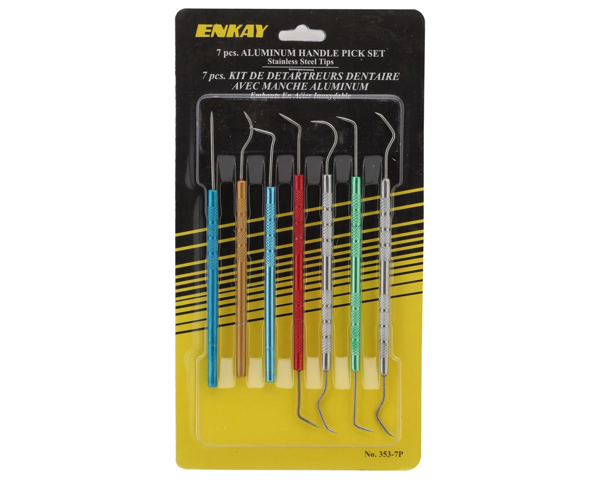 Enkay Stainless Steel Dental Pick Set (7) w/Aluminum Handles