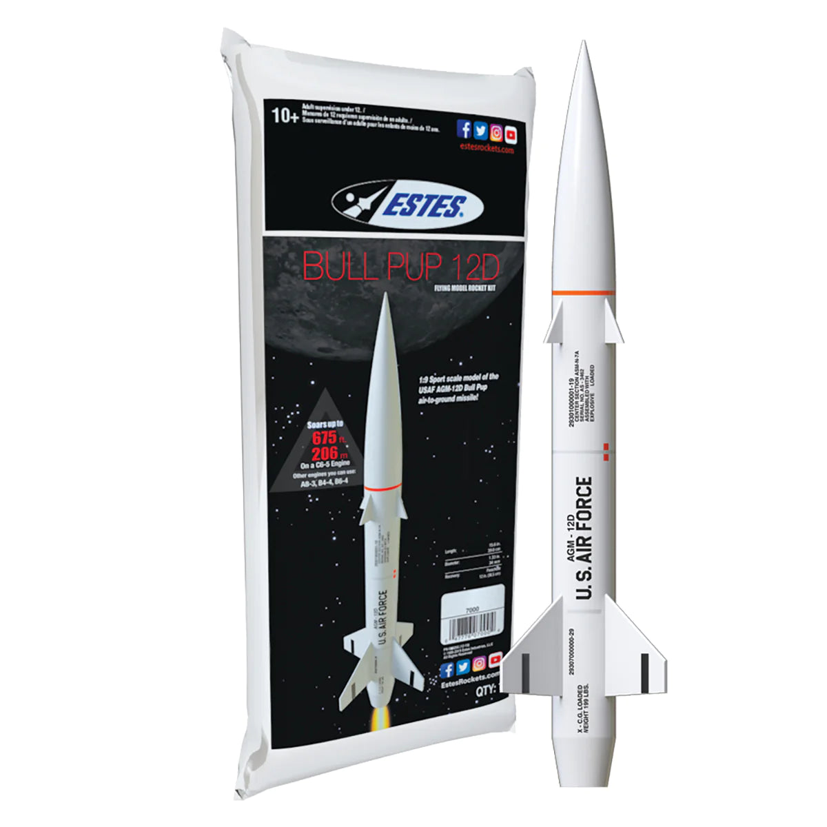 Estes Bull Pup 12D Rocket Kit Skill Level 2 - EST7000