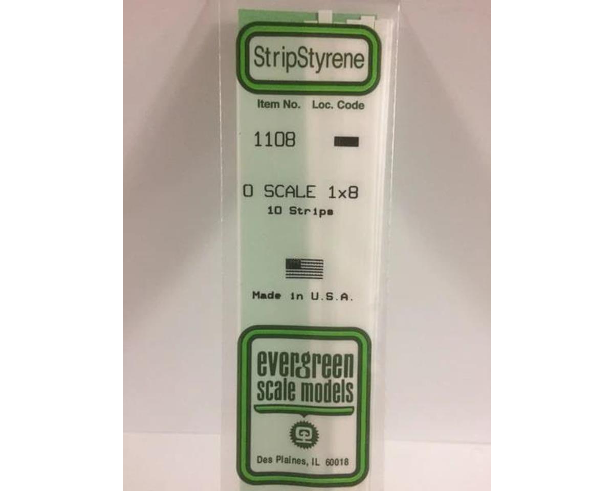 Evergreen Styrene Strips -- 1/4 x 8" pkg(10)