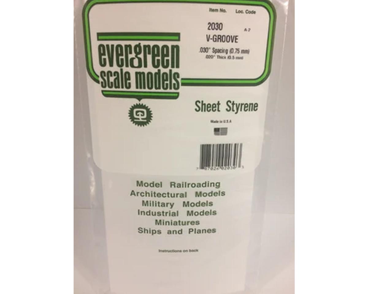 Evergreen 12 x 24" Styrene Siding Sheet, V-Groove .020" Thick -- .030" Spacing