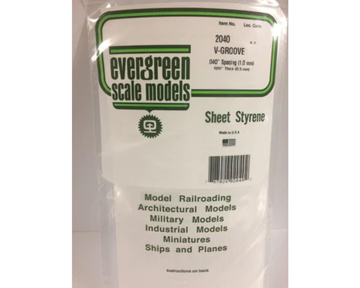 Evergreen 12 x 24" Styrene Siding Sheet, V-Groove .020" Thick -- .040" Spacing