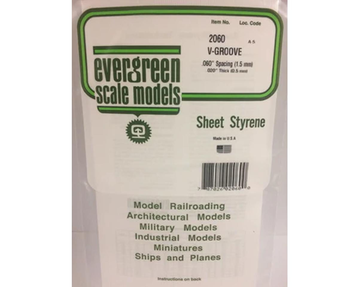 Evergreen 12 x 24" Styrene Siding Sheet, V-Groove .020" Thick -- .060" Spacing