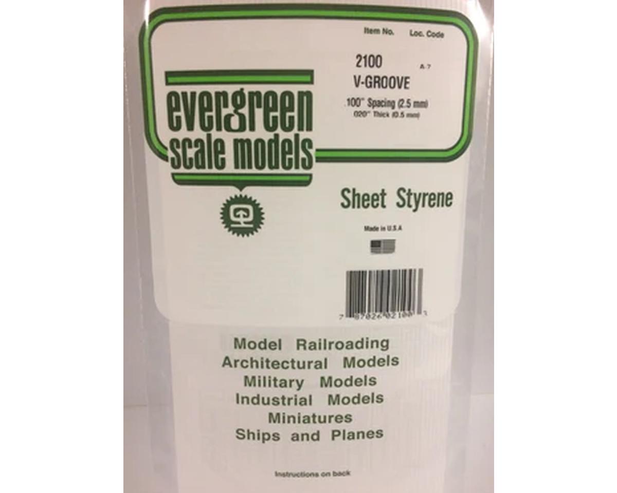 Evergreen 12 x 24" Styrene Siding Sheet, V-Groove .020" Thick -- .100" Spacing
