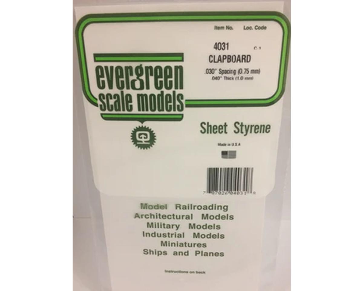 Evergreen Styrene Siding Clapboard .040x12x24" -- .030" Spacing