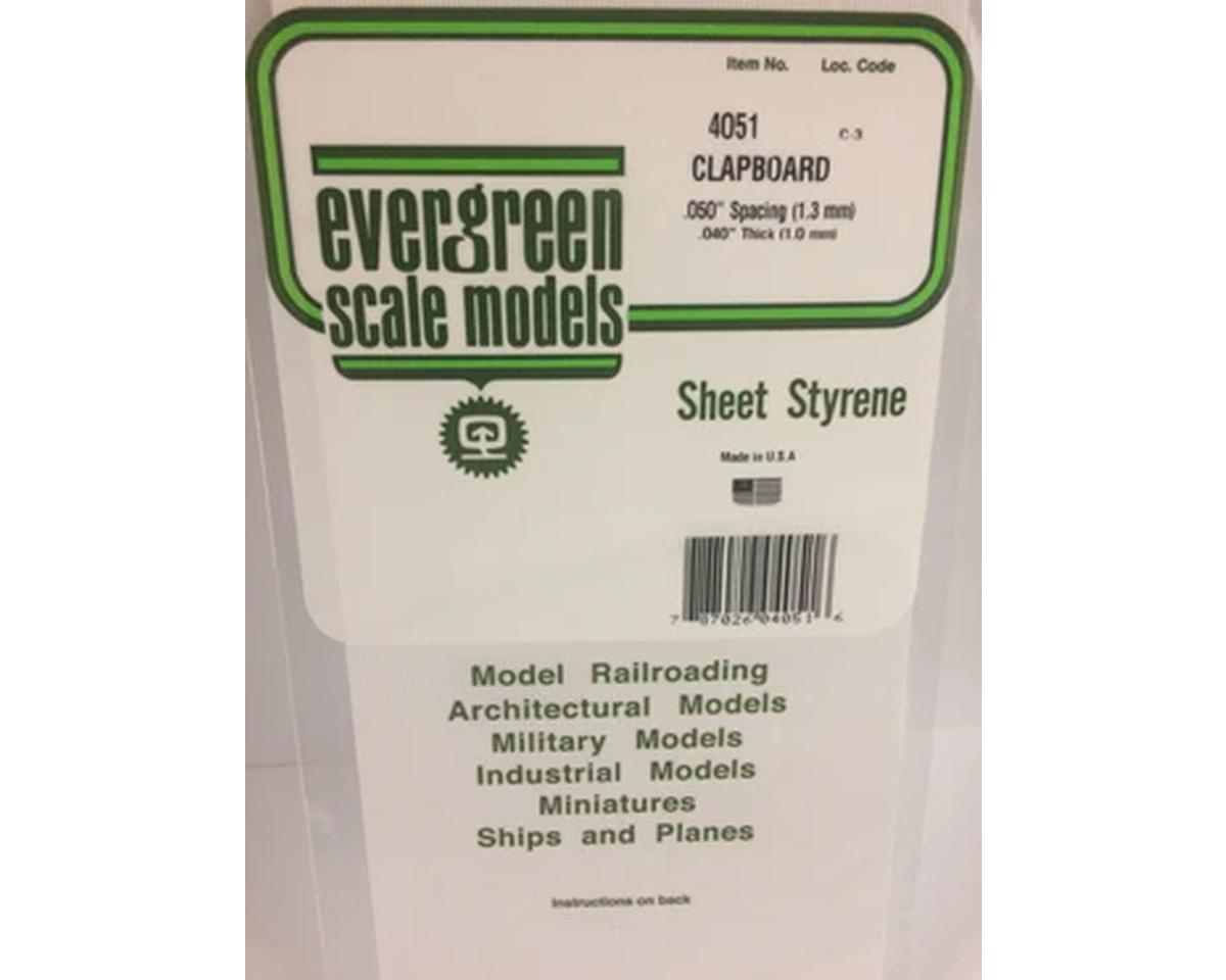 Evergreen Styrene Siding Clapboard .040x12x24" -- .050" Spacing
