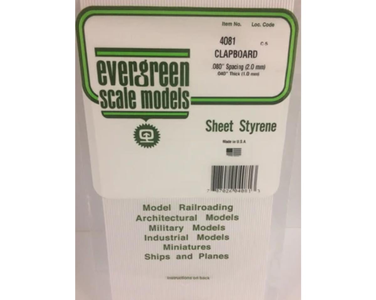 Evergreen Styrene Siding Clapboard .040x12x24" -- .080" Spacing