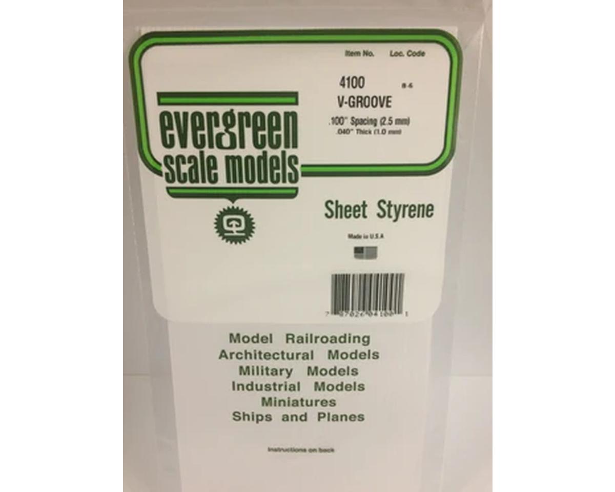 Evergreen 12 x 24" Styrene Siding Sheet, V-Groove .040" Thick -- .100" Spacing
