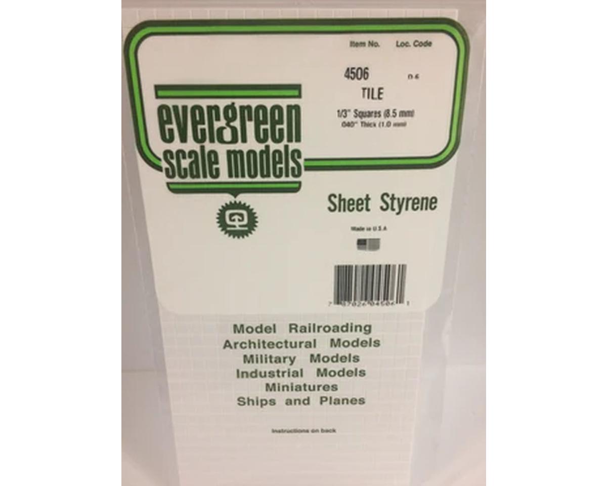 Evergreen Styrene Square Tile .040 x 12 x 24" -- 1/3" Square