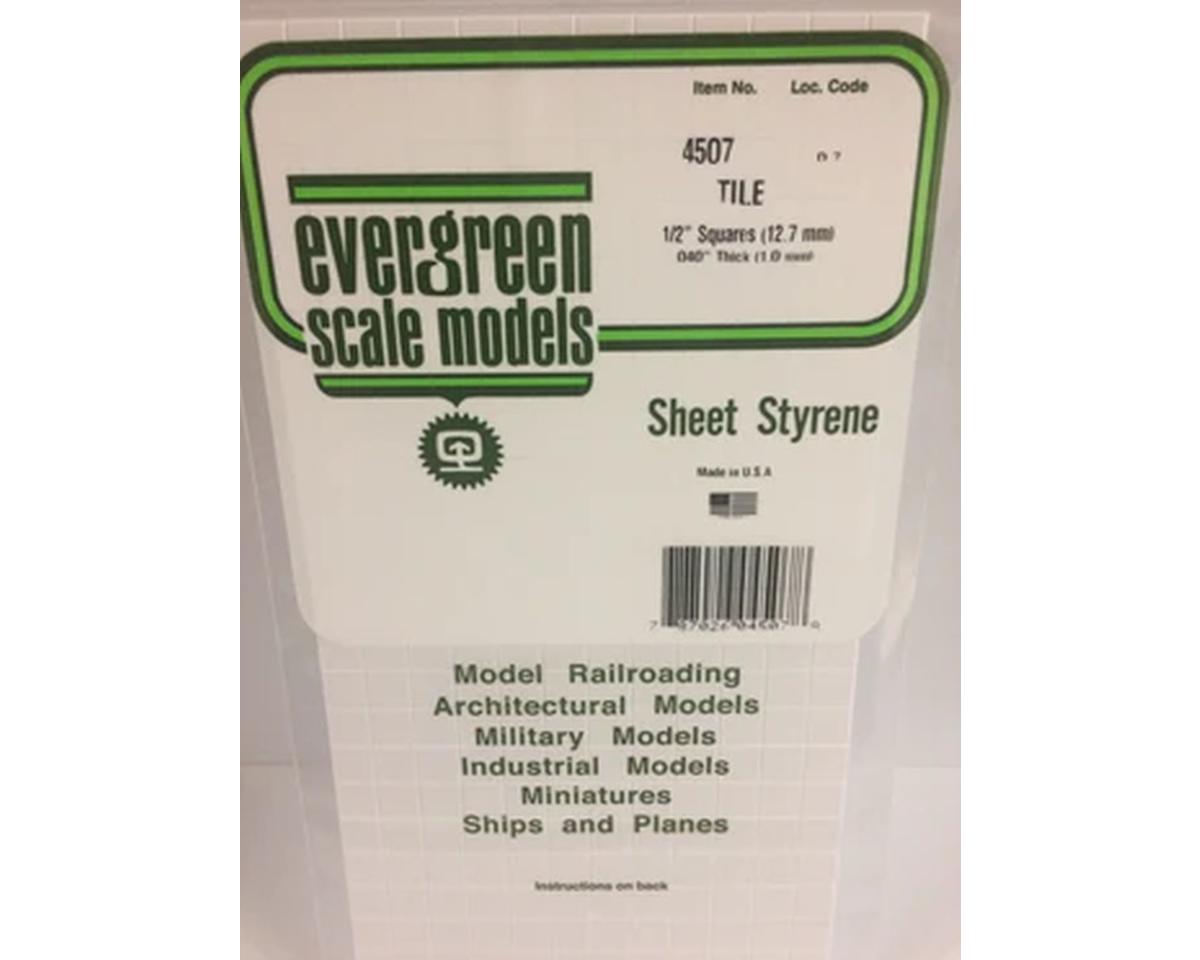 Evergreen Styrene Square Tile .040 x 12 x 24" -- 1/2" Square