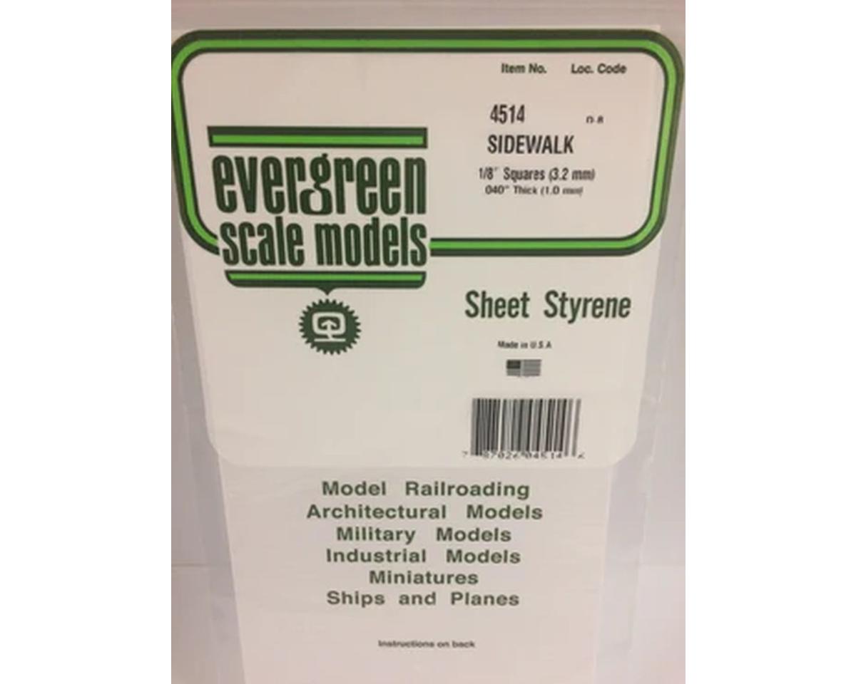 Evergreen Styrene Sidewalk Sheet .040 x 12 x 24" -- 1/8" Square
