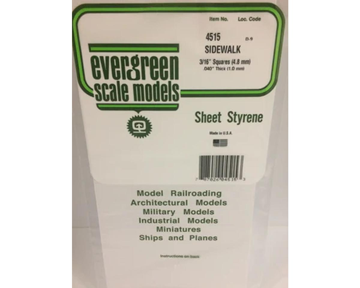 Evergreen Styrene Sidewalk Sheet .040 x 12 x 24" -- 3/16" Square