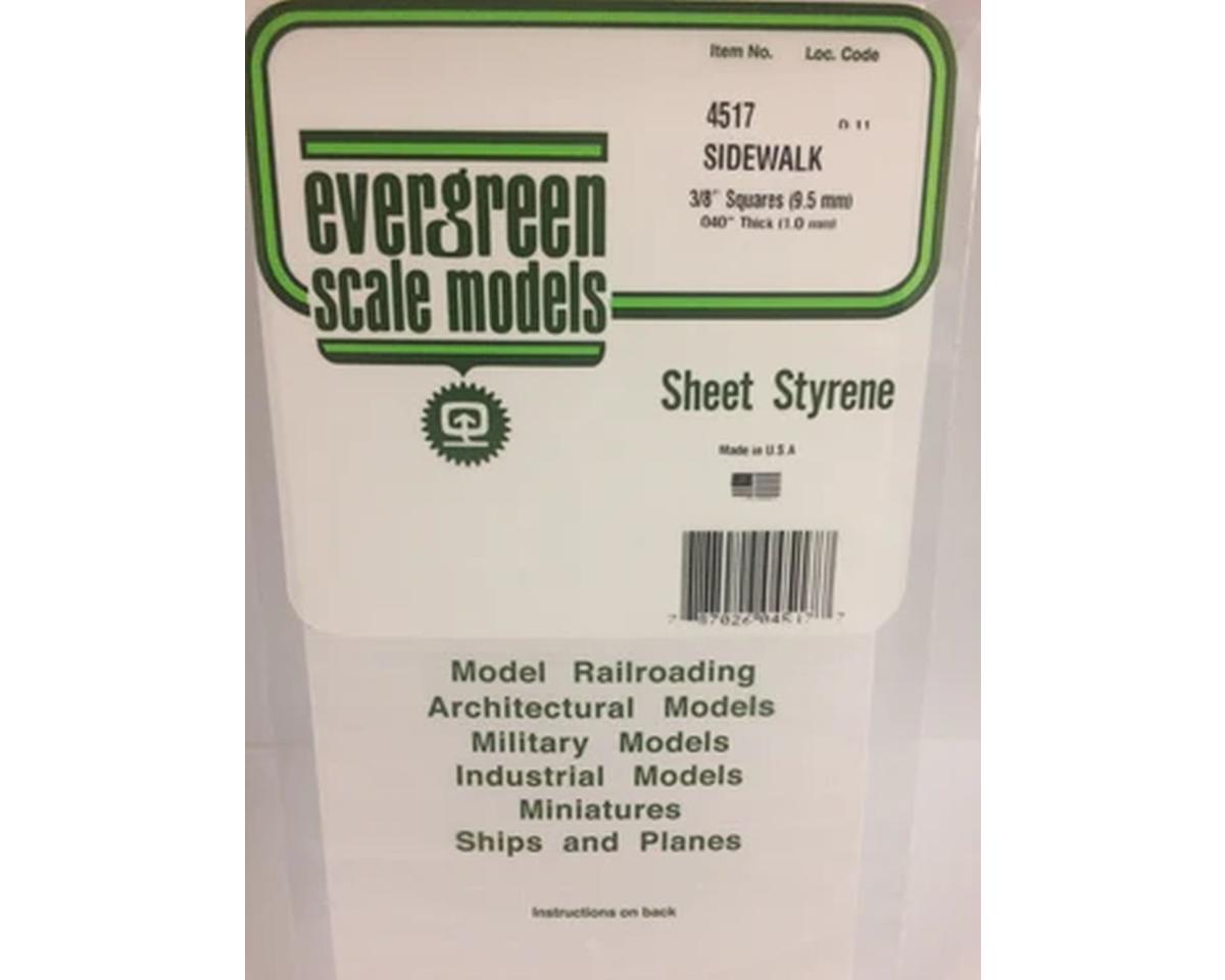 Evergreen Styrene Sidewalk Sheet .040 x 12 x 24" -- 3/8" Square