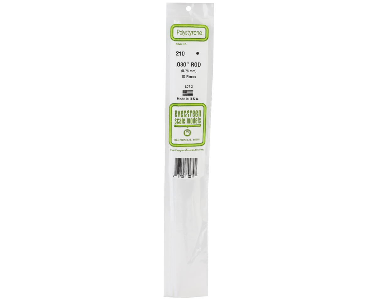 Evergreen Styrene Rod -- .030"  .08cm Diameter pkg(10)