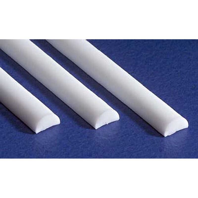 Evergreen Styrene Half Round -- .125"  .32cm pkg(3)